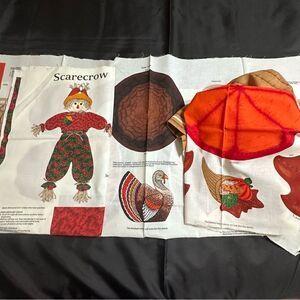Vintage Thanksgiving Cut and Sew Crafts Turkey, Cornucopia and Scarecrow - Fall